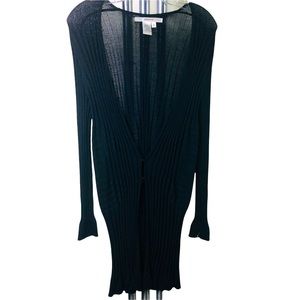 STUDIO M Black Long length sweater ribbed texture knit. SIZE SMALL